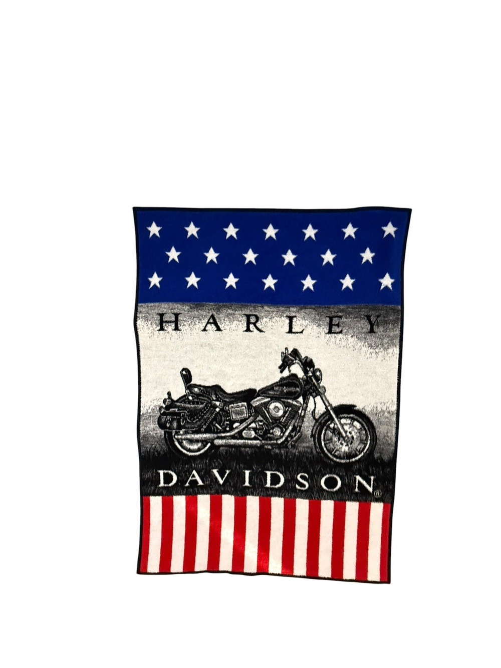 Harley Davidson x Biederlack Vintage Fleece Throw Blanket USA Retro Bikers